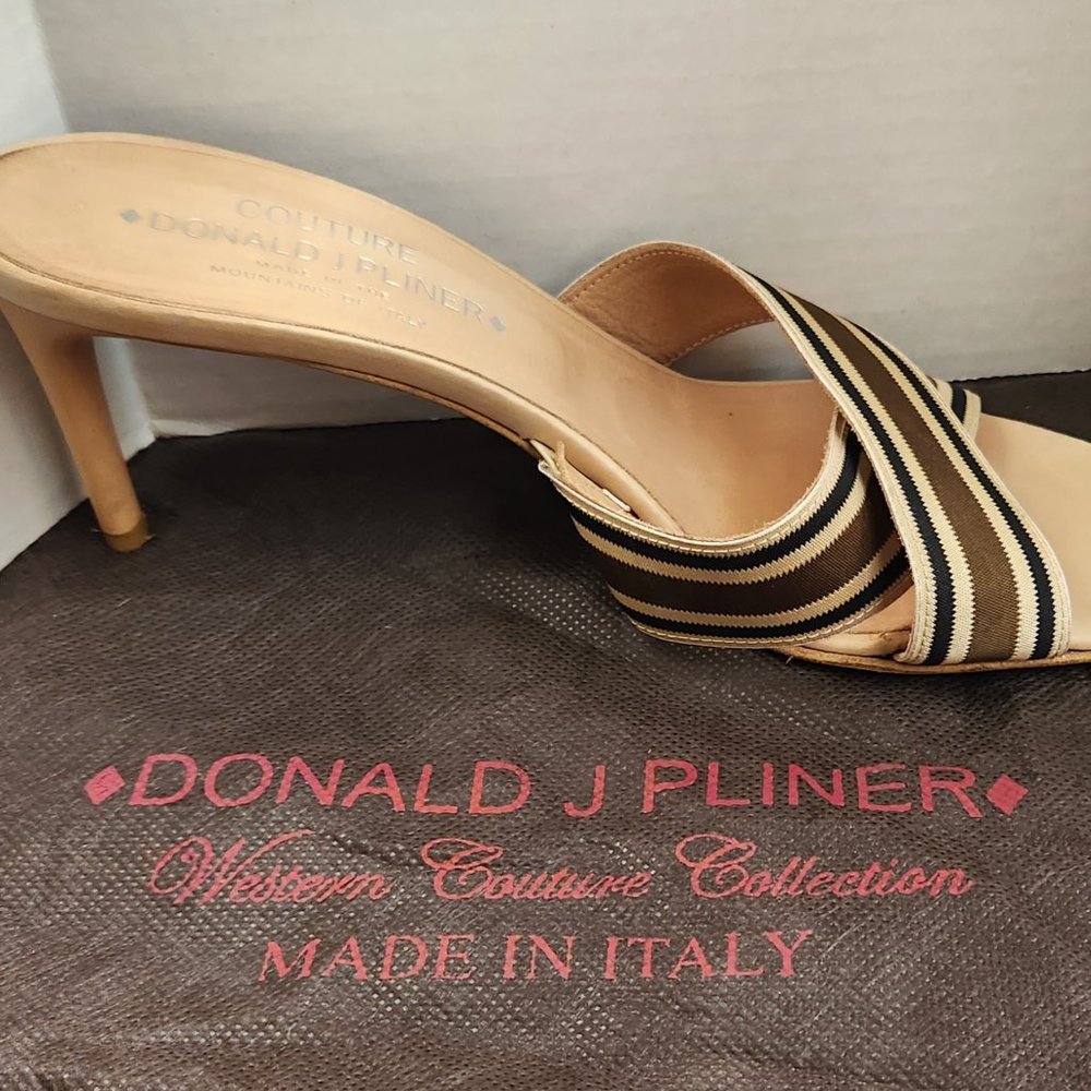 DONALD J. PLINER COUTURE Crossed Band TRIX Stiletto Heels Sandals 9M + BAG